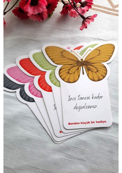50 Adet 5 Renk Kelebek Takı Kartı - Küpe Kartı - Kalın Kuşe Kart - Çift Delikli 3D Kart - 10X12CM