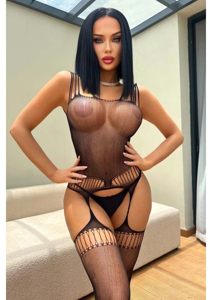 Merry See Özel Bölgesi Açık Fantezi Transparan Vücut Çorabı