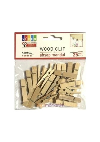 Ahşap Mandal Büyük 3,5 Cm 20 Li Naturel --BS129