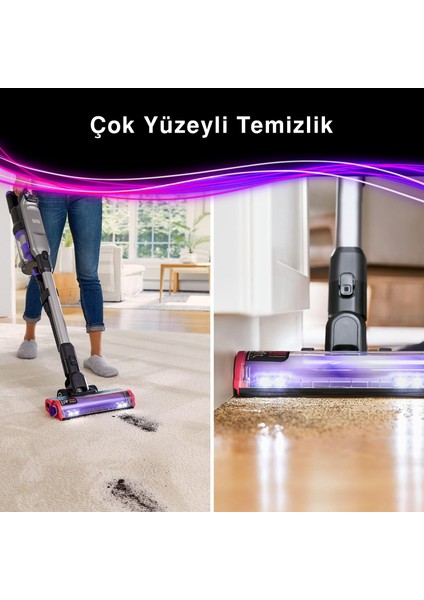 BHFEA640WP-QW Summıtserıes™ 21.6V/4.0AH 4’ü 1 Arada Şarjlı Dikey Süpürge, Evcil Hayvan Başlıklı Elektrikli Akülü Dikey Süpürge, Mor-Gri