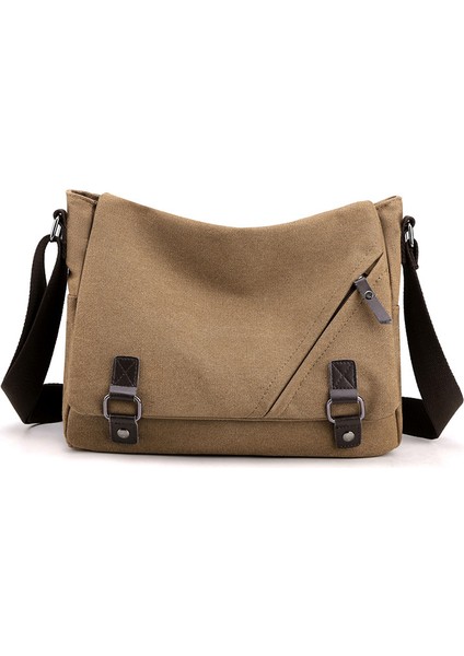 Hafif Erkek Çantası Yeni Erkek Tuval Büyük Kapasiteli Crossbody Çanta Çok Fonksiyonlu Moda Trendi Rahat Omuz Çantası (Yurt Dışından)