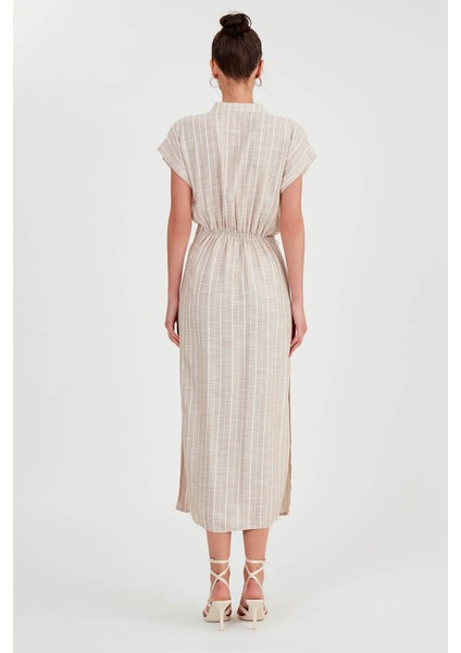 Beli Lastikli Çizgili Uzun Elbise indirimleri