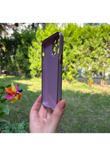 iPhone 14 Pro Max Bakır Detaylı Mor Parlak Silikon Kılıf fiyatları