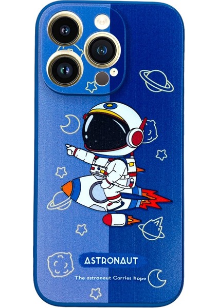 iPhone 12 Pro Aydaki Astronot Lacivert Silikon Kılıf