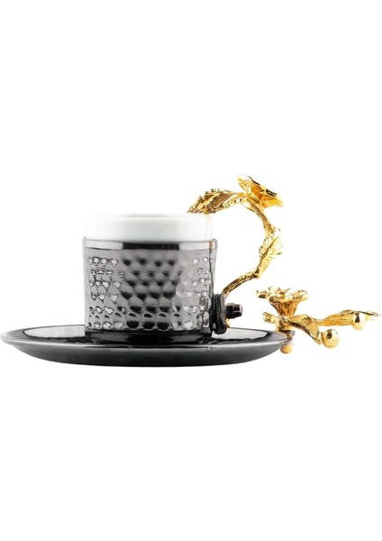 Kahve Fincanı Bakır Fincan Porselen Fincan Altın Japon Güllü Kahve Fincanı Siyah