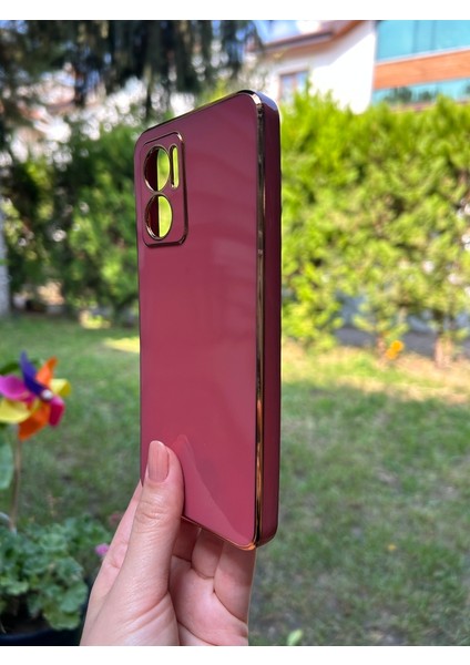 Xiaomi Redmi Note 11E Bakır Detaylı Bordo Parlak Silikon Kılıf