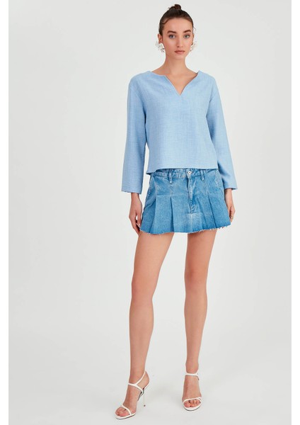 Düşük Omuz Hakim Yaka Bluz fiyatları