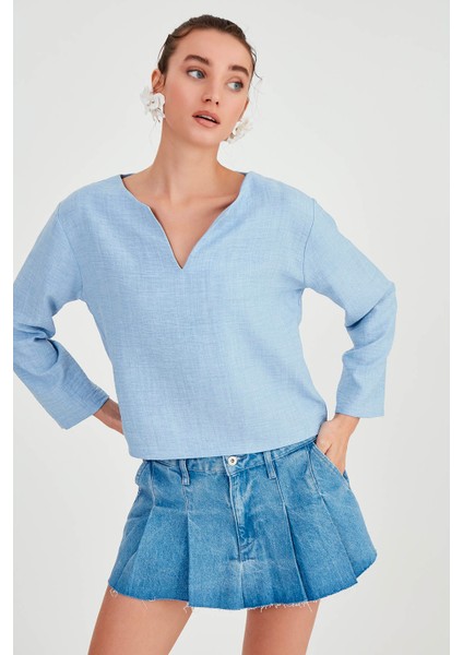 Düşük Omuz Hakim Yaka Bluz fırsatları