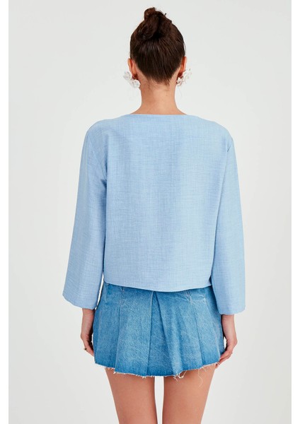 Düşük Omuz Hakim Yaka Bluz indirimleri