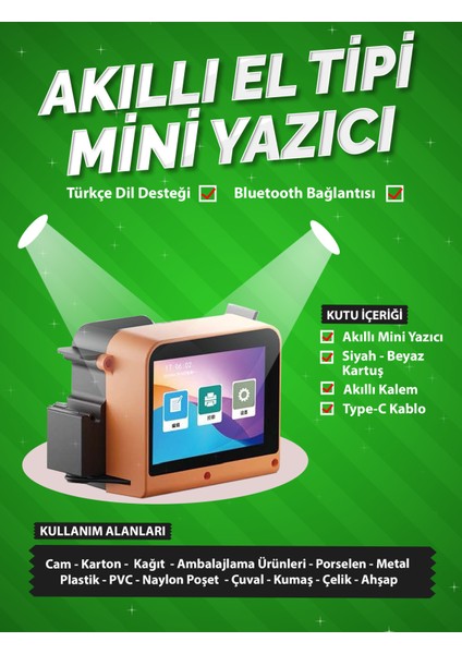 Qprint Taşınabilir Son Kullanma Tarihi Basma Makinası Siyah Beyaz Tett Skt