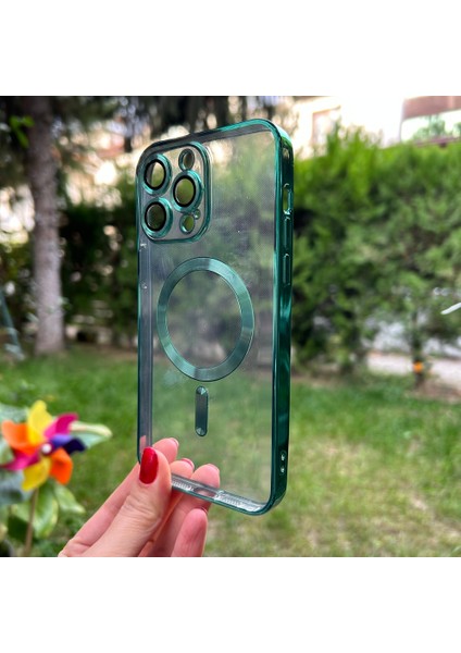 iPhone 14 Pro Max Yeşil Kamera Korumalı Magsafe Kılıf