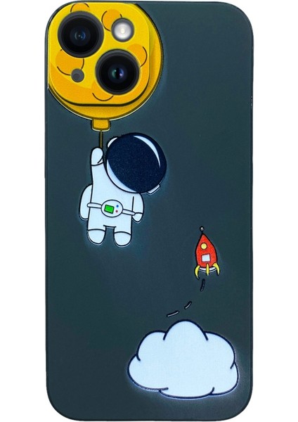 iPhone 14 Aydaki Astronot Siyah Silikon Kılıf