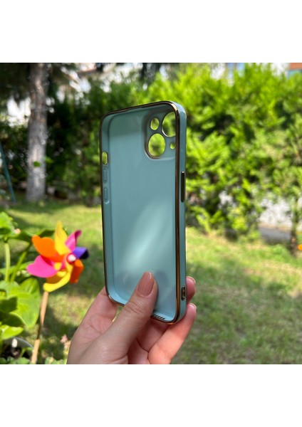 iPhone 14 Bakır Detaylı Turkuaz Parlak Silikon Kılıf fiyatları