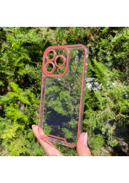 iPhone 14 Pro Kırmızı Fosforlu Şeffaf Silikon Kılıf