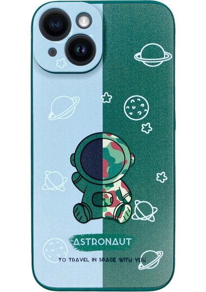 iPhone 14 Aydaki Astronot Yeşil Silikon Kılıf