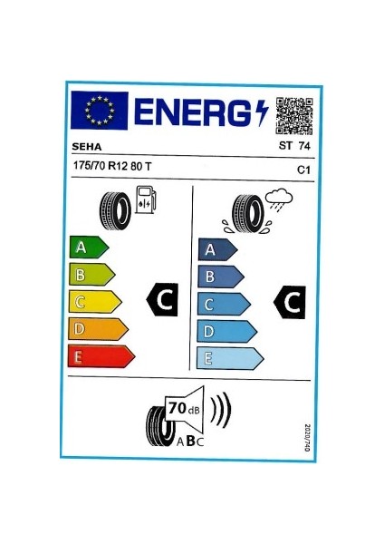 175/70 R12 80T ST74 Talas Oto Yaz Lastiği (Üretim Yılı: 2023)
