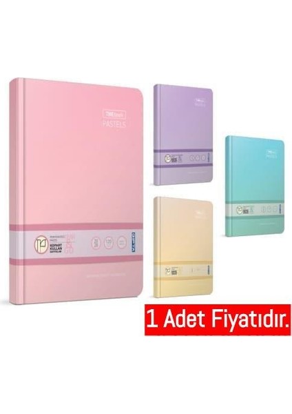 Thebook Pastels İplik Dikişli Sert Kapak Defter 17X24 120 Yp. Kareli (1 Adet)