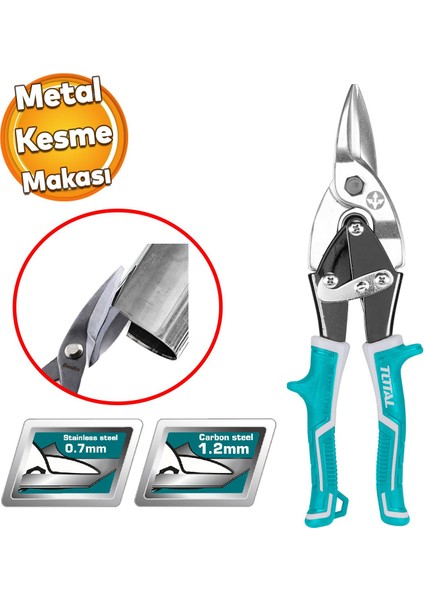 Tenekeci Metal Alüminyum Ince Metal Sac Kesme Makası Izole Saplı Karton Deri Bakır Kesim 25 cm