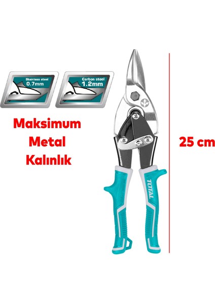 Tenekeci Metal Alüminyum Ince Metal Sac Kesme Makası Izole Saplı Karton Deri Bakır Kesim 25 cm indirimleri