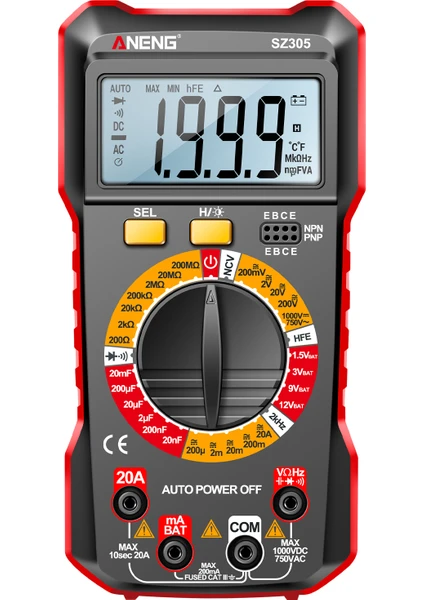 Aneng SZ305 Multimetre Kondansatör Test Cihazları Profesyonel (Yurt Dışından)