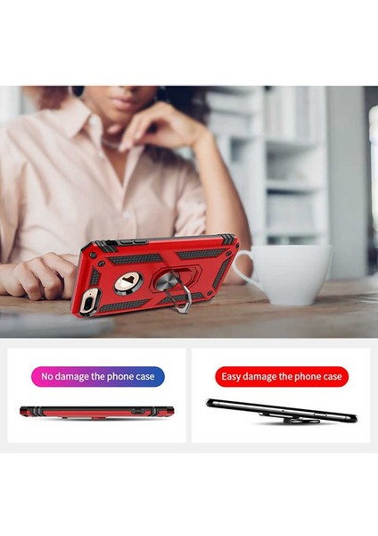 Apple iPhone 8 Plus Uyumlu Kılıf Standlı Manyetik Yüzüklü Military Magnetic Ring Polycarbonate And Tpu Case