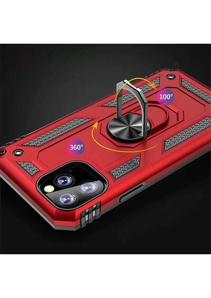 Apple iPhone 11 Pro Max Uyumlu Kılıf Standlı Manyetik Yüzüklü Military Magnetic Ring Polycarbonate And Tpu Case