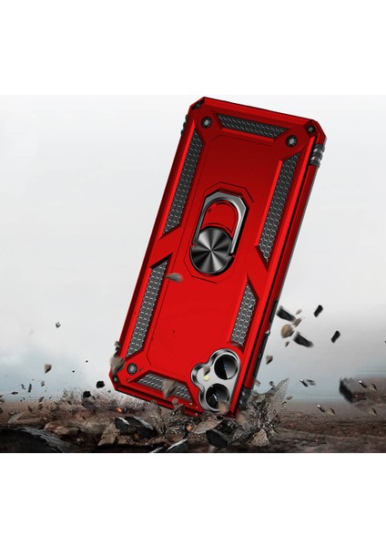 Samsung Galaxy A05 Uyumlu Kılıf Standlı Manyetik Yüzüklü Military Magnetic Ring Polycarbonate And Tpu Case