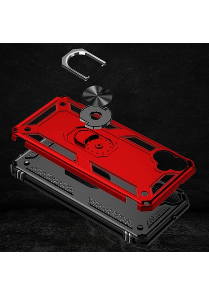 Samsung Galaxy A05 Uyumlu Kılıf Standlı Manyetik Yüzüklü Military Magnetic Ring Polycarbonate And Tpu Case