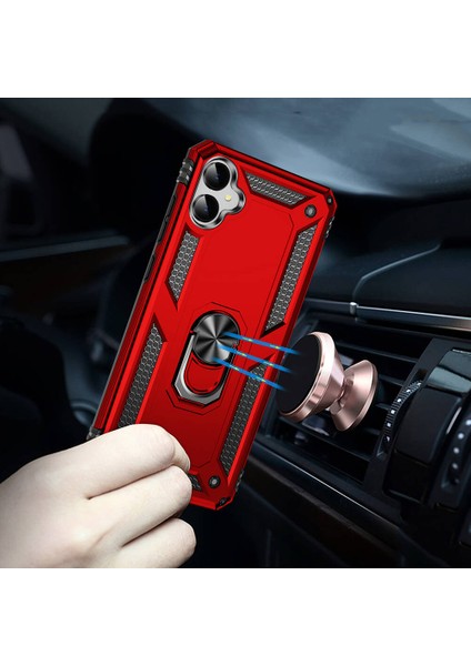 Samsung Galaxy A05 Uyumlu Kılıf Standlı Manyetik Yüzüklü Military Magnetic Ring Polycarbonate And Tpu Case