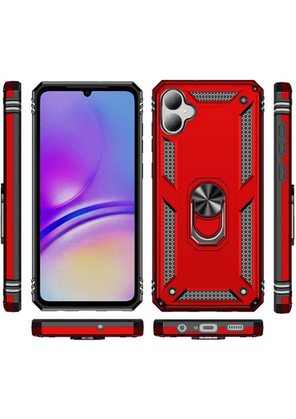 Samsung Galaxy A05 Uyumlu Kılıf Standlı Manyetik Yüzüklü Military Magnetic Ring Polycarbonate And Tpu Case