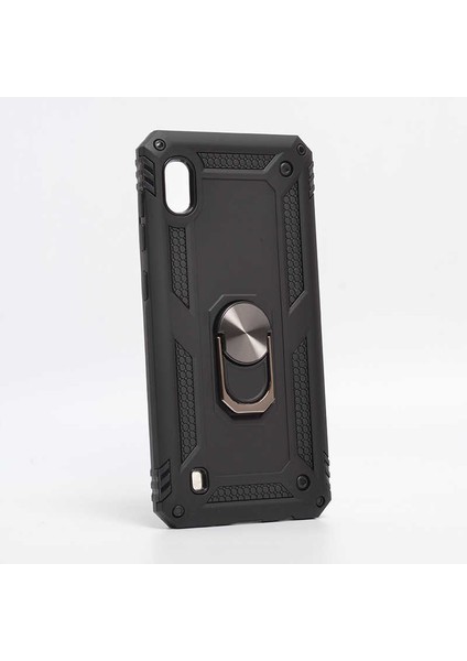 Samsung Galaxy A10 Uyumlu Kılıf Standlı Manyetik Yüzüklü Military Magnetic Ring Polycarbonate And Tpu Case