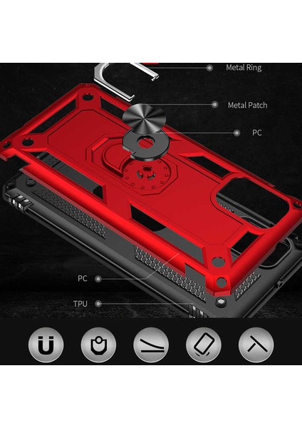 Samsung Galaxy M31S Uyumlu Kılıf Standlı Manyetik Yüzüklü Military Magnetic Ring Polycarbonate And Tpu Case fırsatları