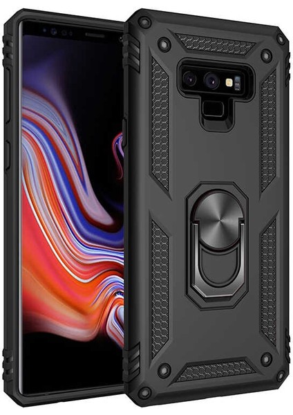 Samsung Galaxy Note 9 Uyumlu Kılıf Standlı Manyetik Yüzüklü Military Magnetic Ring Polycarbonate And Tpu Case