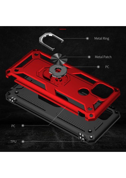 Oppo A15 Uyumlu Kılıf Standlı Manyetik Yüzüklü Military Magnetic Ring Polycarbonate And Tpu Case fırsatları
