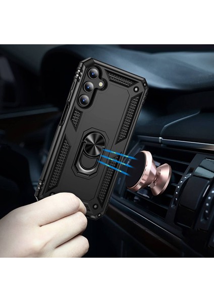 Samsung Galaxy A15 Uyumlu Kılıf Standlı Manyetik Yüzüklü Military Magnetic Ring Polycarbonate And Tpu Case modelleri
