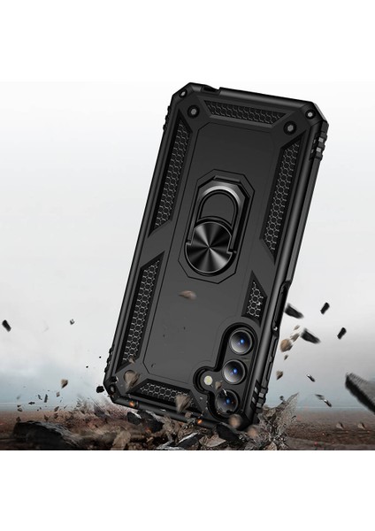 Samsung Galaxy A15 Uyumlu Kılıf Standlı Manyetik Yüzüklü Military Magnetic Ring Polycarbonate And Tpu Case fırsatları