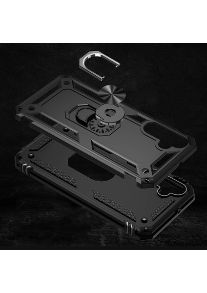 Samsung Galaxy A25 Uyumlu Kılıf Standlı Manyetik Yüzüklü Military Magnetic Ring Polycarbonate And Tpu Case