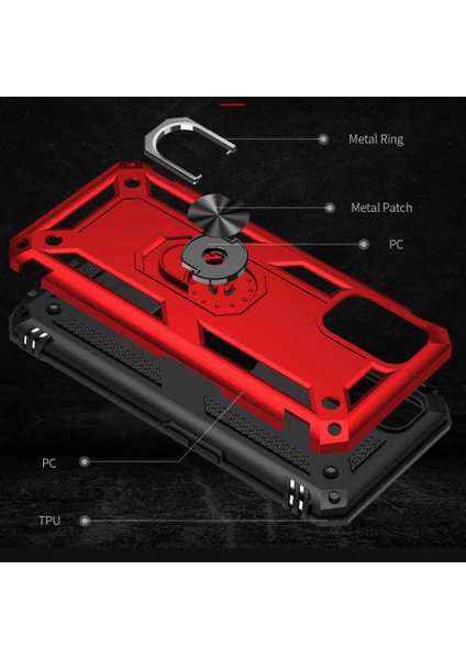 Oppo A72 Uyumlu Kılıf Standlı Manyetik Yüzüklü Military Magnetic Ring Polycarbonate And Tpu Case fırsatları
