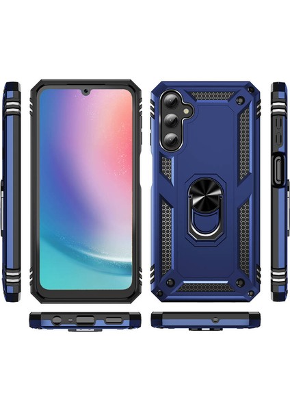 Samsung Galaxy A25 Uyumlu Kılıf Standlı Manyetik Yüzüklü Military Magnetic Ring Polycarbonate And Tpu Case