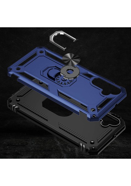 Samsung Galaxy A25 Uyumlu Kılıf Standlı Manyetik Yüzüklü Military Magnetic Ring Polycarbonate And Tpu Case