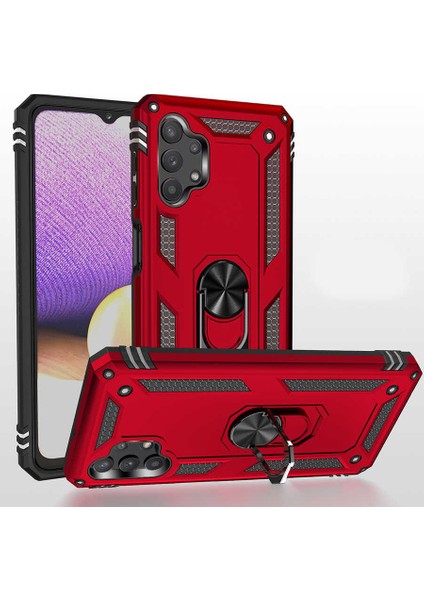 Samsung Galaxy A13 4g Uyumlu Kılıf Standlı Manyetik Yüzüklü Military Magnetic Ring Polycarbonate And Tpu Case