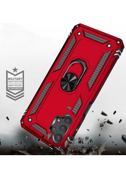 Samsung Galaxy A13 4g Uyumlu Kılıf Standlı Manyetik Yüzüklü Military Magnetic Ring Polycarbonate And Tpu Case