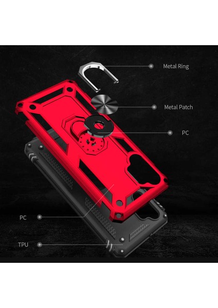 Samsung Galaxy A13 4g Uyumlu Kılıf Standlı Manyetik Yüzüklü Military Magnetic Ring Polycarbonate And Tpu Case