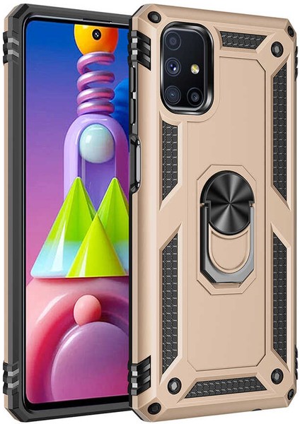 Samsung Galaxy M51 Uyumlu Kılıf Standlı Manyetik Yüzüklü Military Magnetic Ring Polycarbonate And Tpu Case