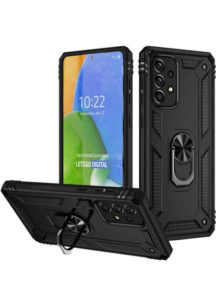 Samsung Galaxy A73 Uyumlu Kılıf Standlı Manyetik Yüzüklü Military Magnetic Ring Polycarbonate And Tpu Case