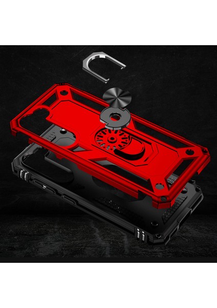 Samsung Galaxy S23 Uyumlu Kılıf Standlı Manyetik Yüzüklü Military Magnetic Ring Polycarbonate And Tpu Case