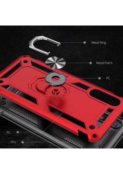 Samsung Galaxy A50 Uyumlu Kılıf Standlı Manyetik Yüzüklü Military Magnetic Ring Polycarbonate And Tpu Case indirimleri