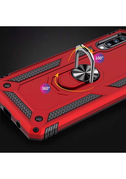Samsung Galaxy A70 Uyumlu Kılıf Standlı Manyetik Yüzüklü Military Magnetic Ring Polycarbonate And Tpu Case