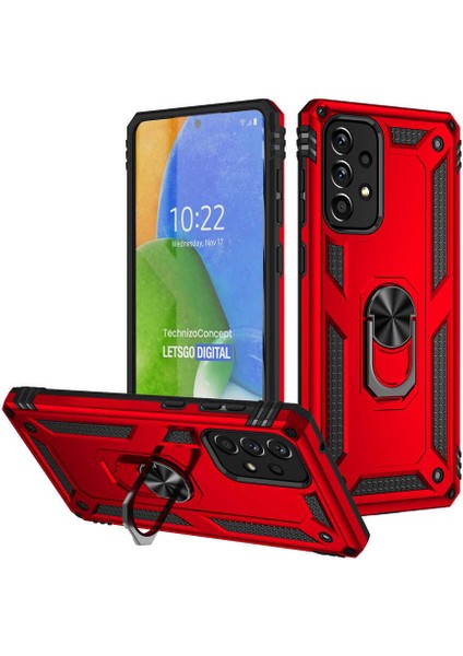 Samsung Galaxy A73 Uyumlu Kılıf Standlı Manyetik Yüzüklü Military Magnetic Ring Polycarbonate And Tpu Case