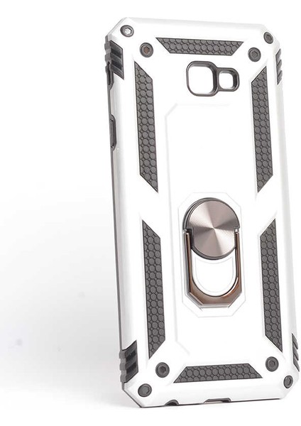Samsung Galaxy J4 Plus Uyumlu Kılıf Standlı Manyetik Yüzüklü Military Magnetic Ring Polycarbonate And Tpu Case